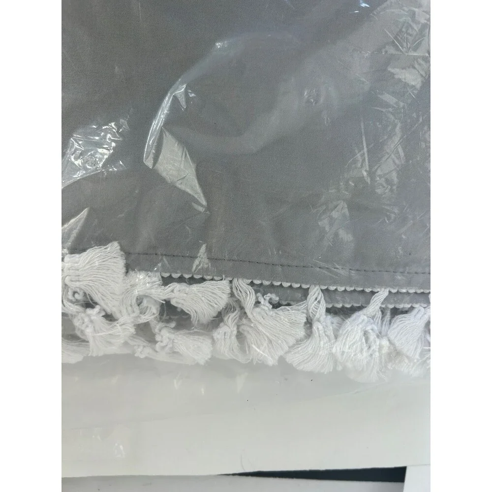 Tadpoles Crib Skirt Gray Microfiber Tassel Trim Standard Baby Bedding New 28x52